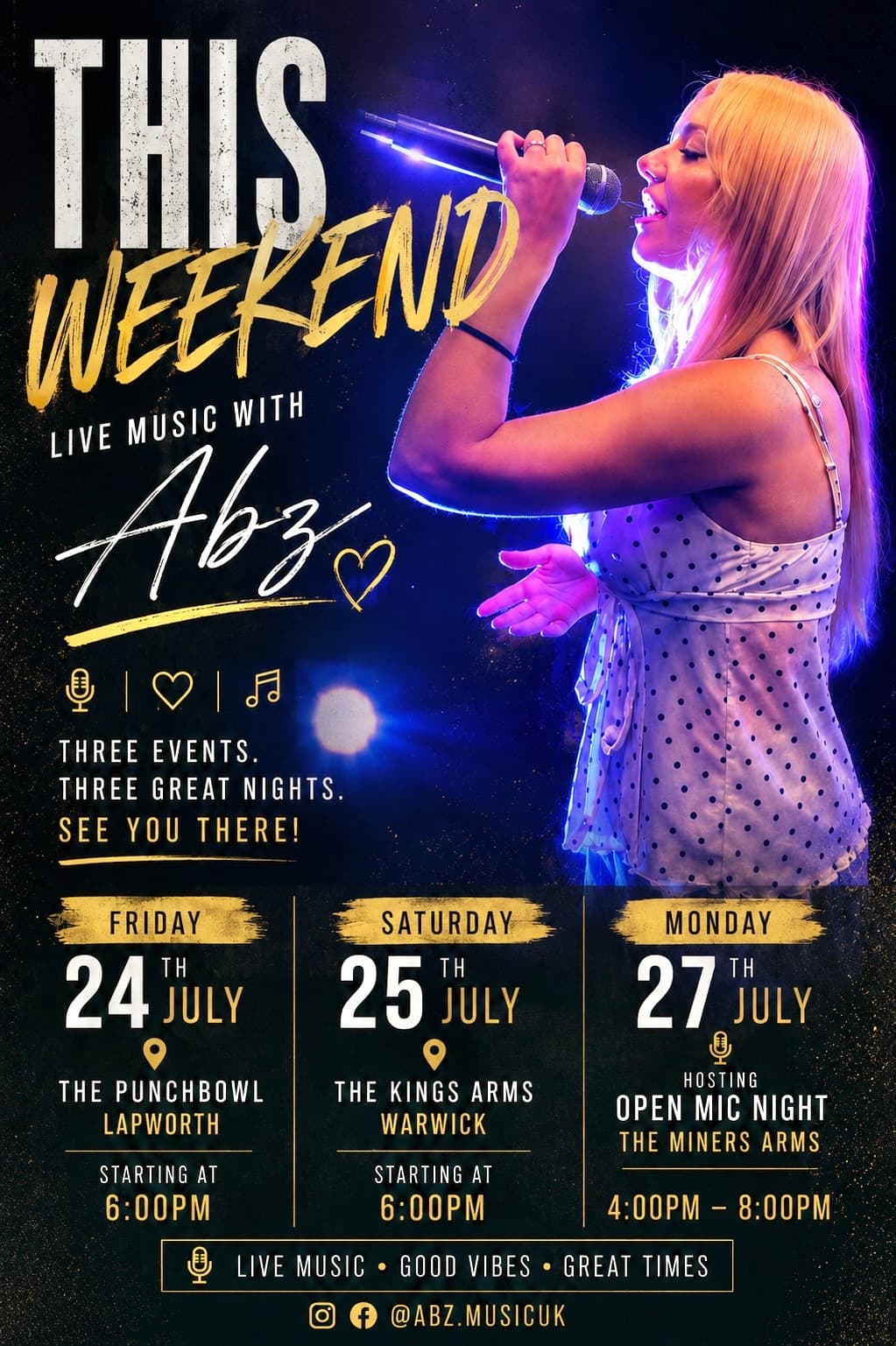 Abz singing live with professional sound equipment